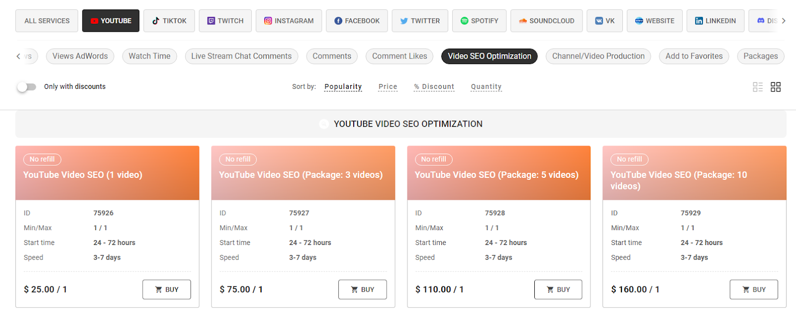YouTube SEO optimization prices Views.biz